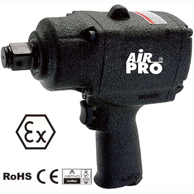 Гайковерт взрывозащищенный ударный пневматический пистолетного типа AIRPRO SA22010EX (1/2"; раб. 745Нм (макс. 1302 Нм); 7500 об/мин; 2,62 кг)