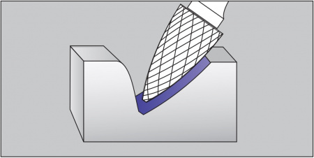 Борфреза твердосплавная гиперболическая с точечным торцом G1225N-M06 с крупным зубом для обработки алюминия (D гол.=12 мм, d хв.=6 мм, L хв.=45 мм)
